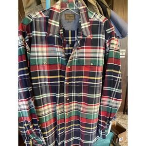 Roper Shirt Mens L Western Button Up Red/Purple/Blue Plaid Rodeo Colorful